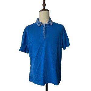 Robert Graham Shirt Mens Size Large Blue Polo Contrasting Collar Modern Classic